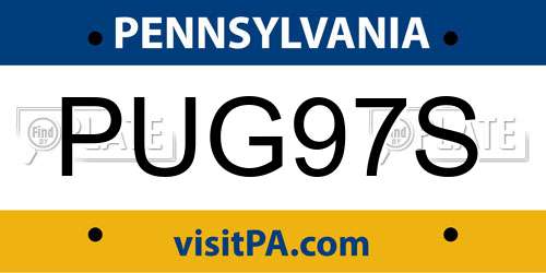 PUG97S Pennsylvania License Plate