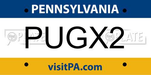PUGX2 Pennsylvania License Plate