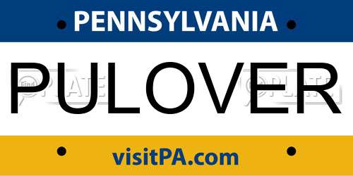 PULOVER Pennsylvania License Plate