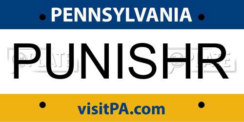 PUNISHR Pennsylvania License Plate