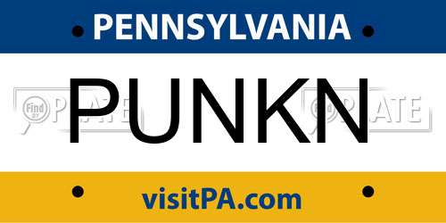 PUNKN Pennsylvania License Plate