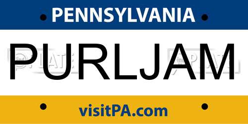 PURLJAM Pennsylvania License Plate