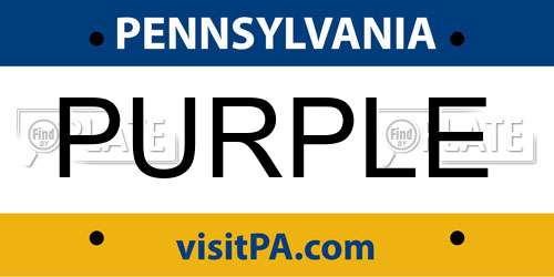 PURPLE Pennsylvania License Plate
