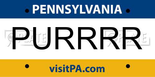 PURRRR Pennsylvania License Plate