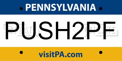 PUSH2PF Pennsylvania License Plate