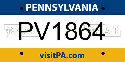PV1864 Pennsylvania License Plate