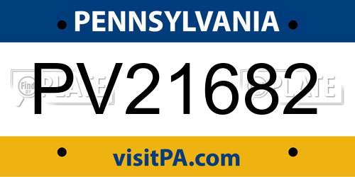 PV21682 Pennsylvania License Plate