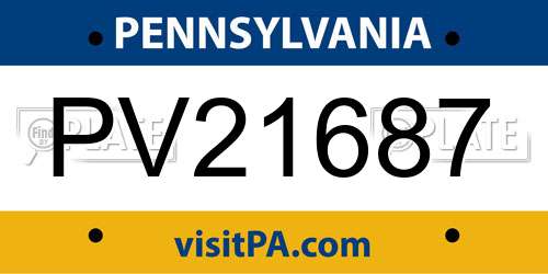 PV21687 Pennsylvania License Plate