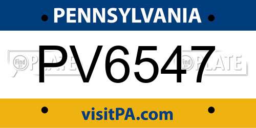 PV6547 Pennsylvania License Plate