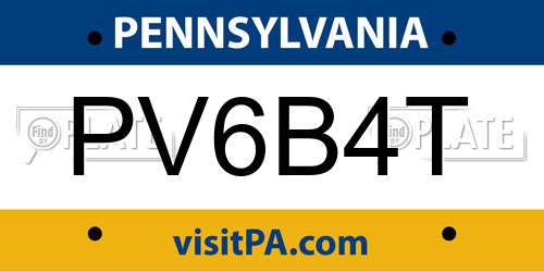 PV6B4T Pennsylvania License Plate
