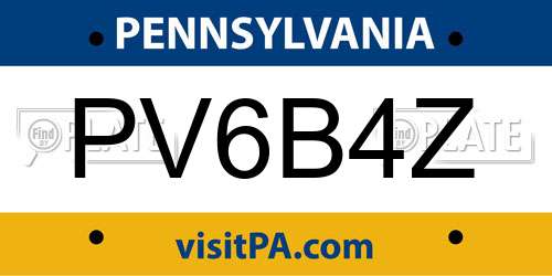 PV6B4Z Pennsylvania License Plate