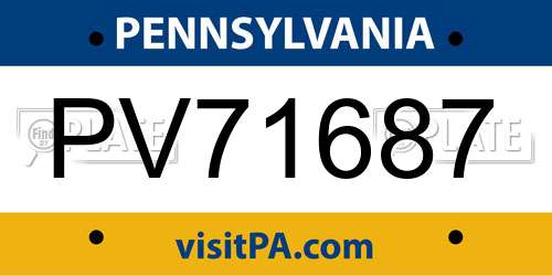 PV71687 Pennsylvania License Plate