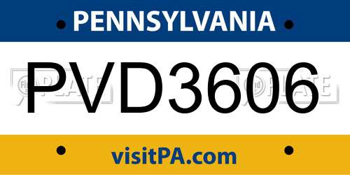 PVD3606 Pennsylvania License Plate