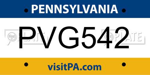 PVG542 Pennsylvania License Plate