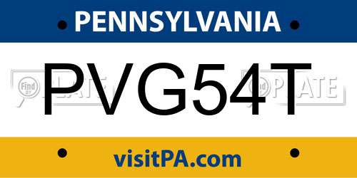 PVG54T Pennsylvania License Plate