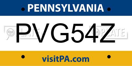 PVG54Z Pennsylvania License Plate