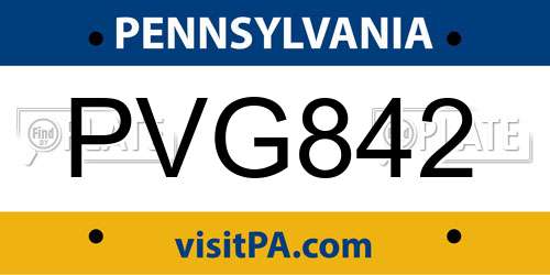 PVG842 Pennsylvania License Plate