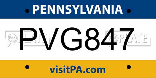 PVG847 Pennsylvania License Plate