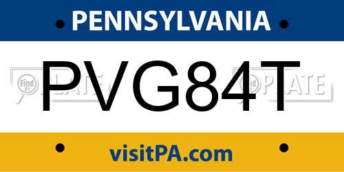 PVG84T Pennsylvania License Plate