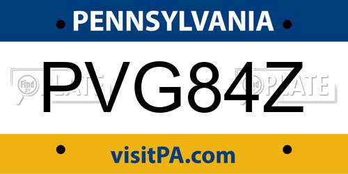 PVG84Z Pennsylvania License Plate