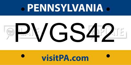 PVGS42 Pennsylvania License Plate