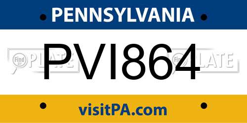 PVI864 Pennsylvania License Plate