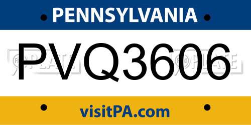 PVQ3606 Pennsylvania License Plate