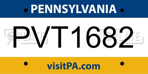PVT1682 Pennsylvania License Plate