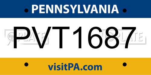 PVT1687 Pennsylvania License Plate