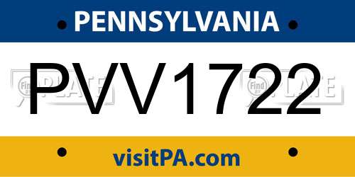 PVV1722 Pennsylvania License Plate