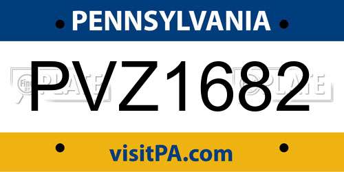 PVZ1682 Pennsylvania License Plate