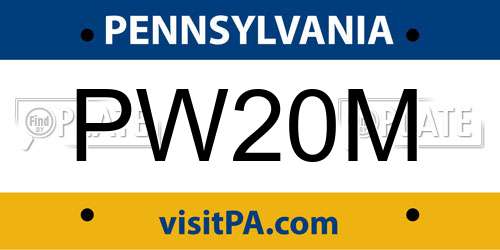 PW20M Pennsylvania License Plate