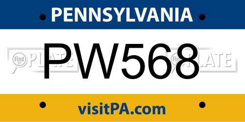 PW568 Pennsylvania License Plate