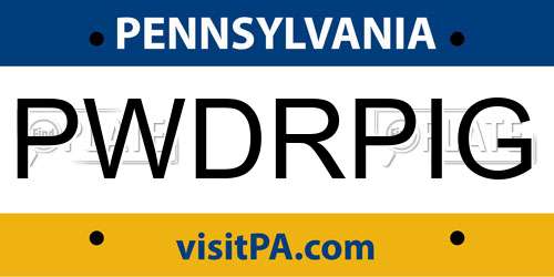 PWDRPIG Pennsylvania License Plate