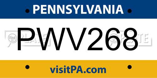 PWV268 Pennsylvania License Plate