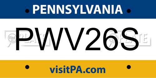 PWV26S Pennsylvania License Plate