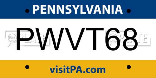 PWVT68 Pennsylvania License Plate