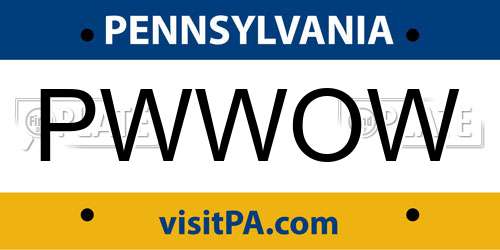 PWWOW Pennsylvania License Plate