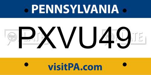 PXVU49 Pennsylvania License Plate