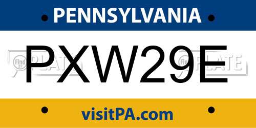 PXW29E Pennsylvania License Plate