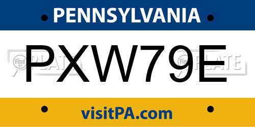 PXW79E Pennsylvania License Plate