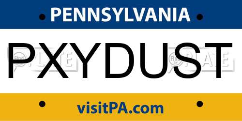 PXYDUST Pennsylvania License Plate
