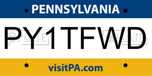 PY1TFWD Pennsylvania License Plate