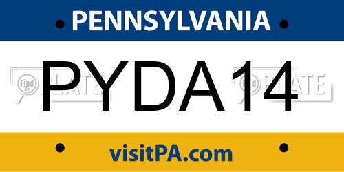 PYDA14 Pennsylvania License Plate