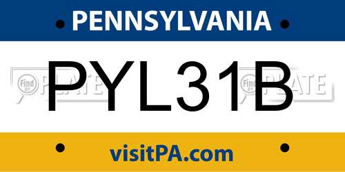 PYL31B Pennsylvania License Plate