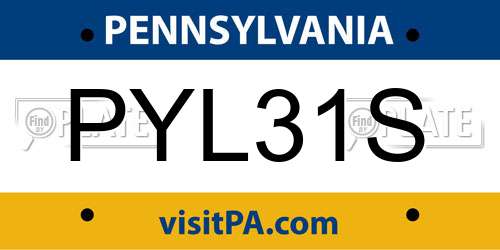 PYL31S Pennsylvania License Plate