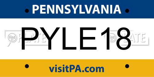 PYLE18 Pennsylvania License Plate