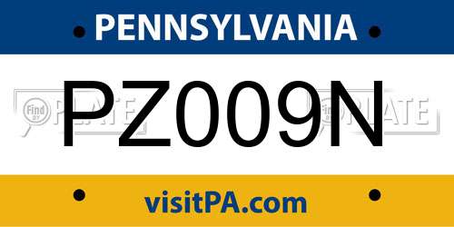 PZ009N Pennsylvania License Plate