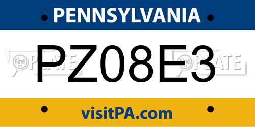 PZ08E3 Pennsylvania License Plate