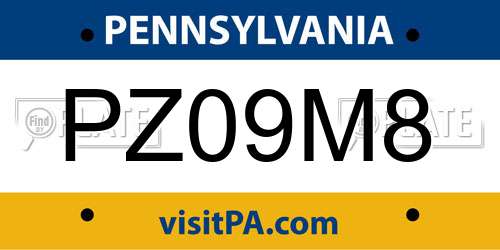 PZ09M8 Pennsylvania License Plate